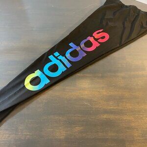 Adidas Youth XL Black Leggings Rainbow Logo Pink 3-Stripe Athletic Pants